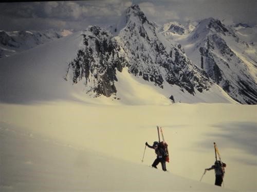 Ramblers ascend up the Haig/Robertson col