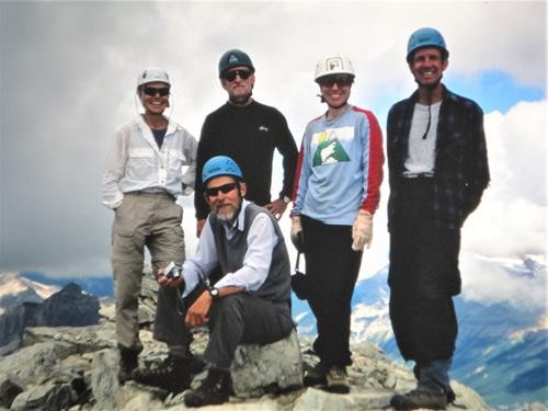 {428 al sig}, {454 greg deabler}, {249 dan tar}, {212 d mu} and sitting {256 a we} on the summit of Mt. Stephen
