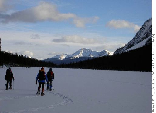Brenda, Silvia, Linda walking East on Boom Lake