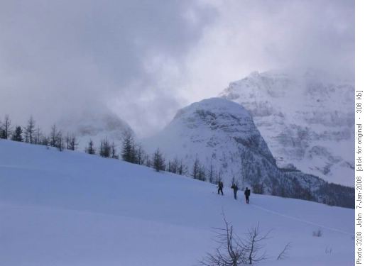 Ladies first - breaking trail to lunch spot.