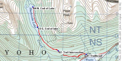 Sherbrooke Lake Snowshoe Route, 2006-01-15