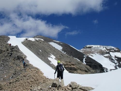 Traversing the ridge with Noseeum Peak to the right