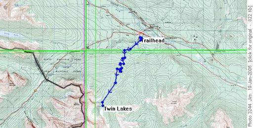 Twin Lakes Snowshoe Route, 2006-01-22