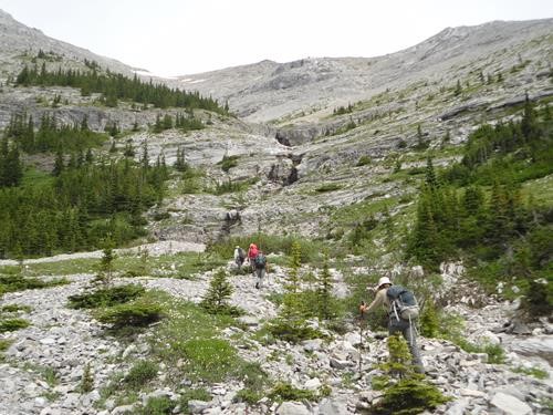 Mt Head Approach: peak is top left, there's much talus rubble to cross