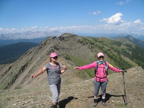 Looking back at Pasque's ridge.Janice and Yoko