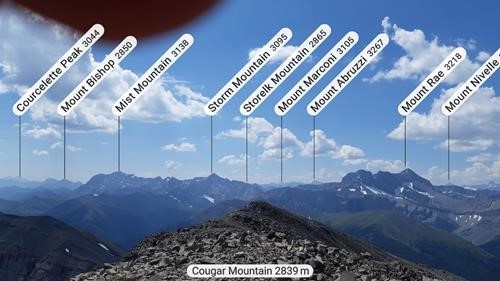 PeakFinder panorama looking SW from the summit (sorry for the thumb)