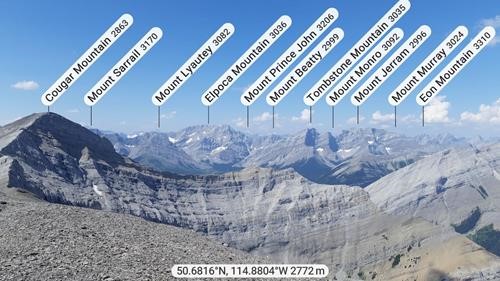 PeakFinder panorama from the sub-peak of Cougar Mtn (looking west)