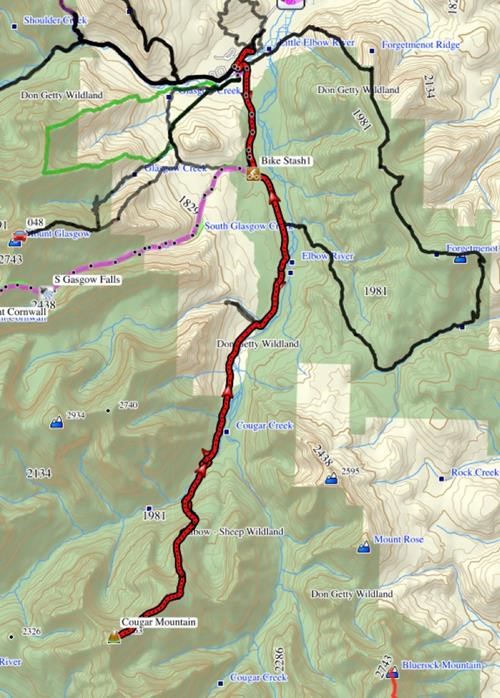 Our route to Cougar Mountain