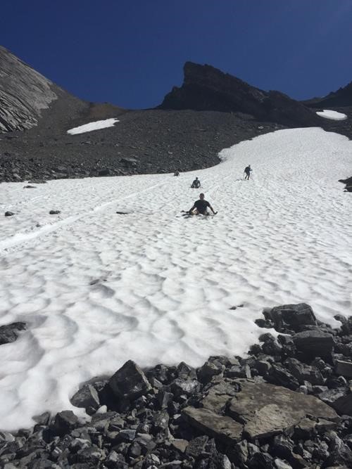 Fun glissade on such a beautiful warm day