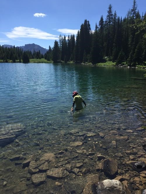 Toshiko takes a dip in Chester Lake