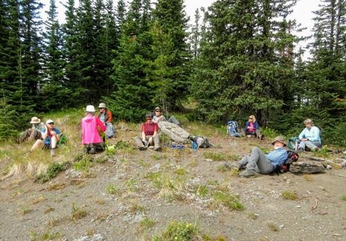 Lunch out of the wind below the summit