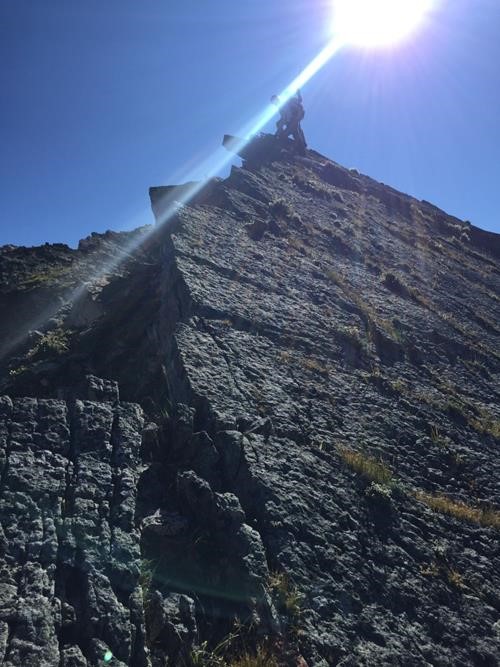 Fun scrambling up knife-edge slabs