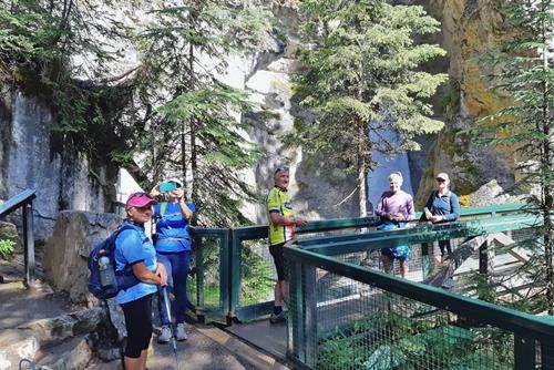 At the lower Johnston Canyon falls