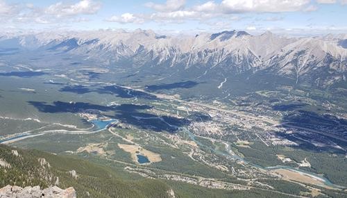 Canmore seen from the approach ridge to Ship's Prow