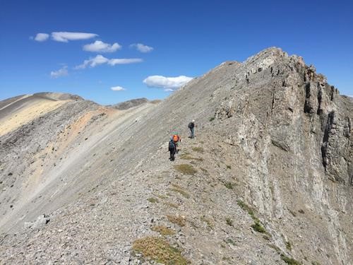 Starting up Compression Ridge from the col