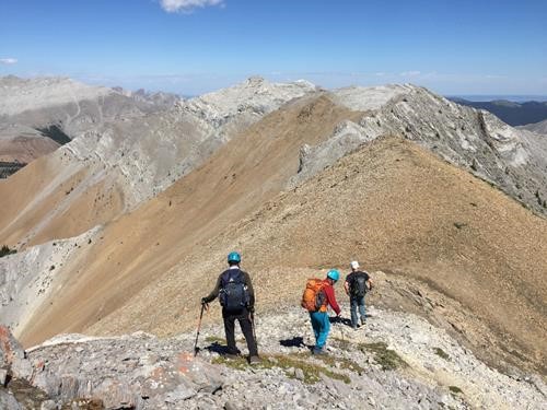 Post-lunch ridge section with summit in distance, center