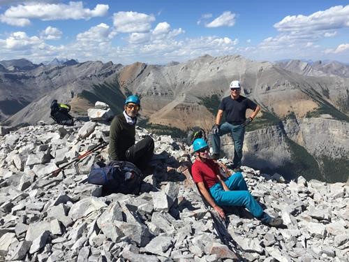 Jag, David, and Simon at the summit, Mount Bryant behind