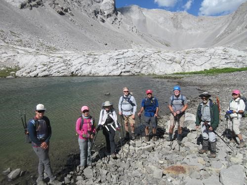Group photo at the first tarn on the way out