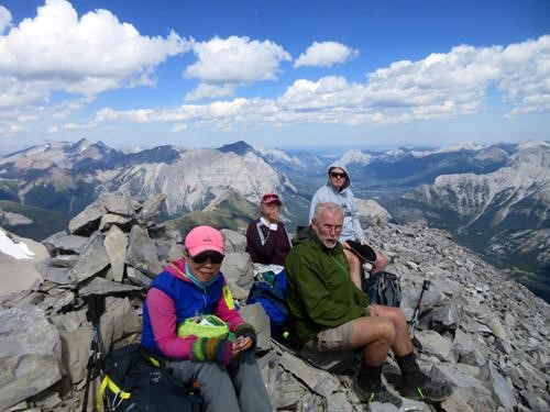 Yoko, Kris, Janice (eating again) and Jim on the summit of James Walker