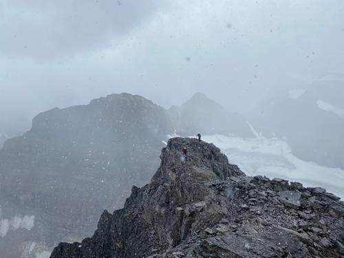 On the summit ridge of Mount Niblock