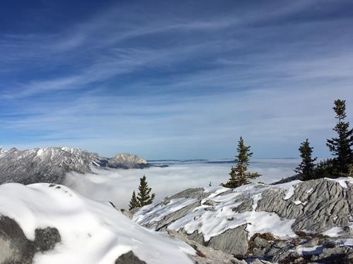 Heart Mountain, rising above the fog.