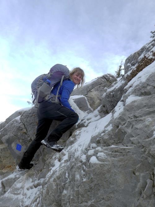 {1874 p cox} shows good form on the crux step on Heart Mtn