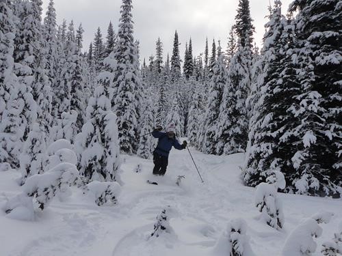 {374 g st} arrives back at the main Burstall Pass Trail with great form. 
