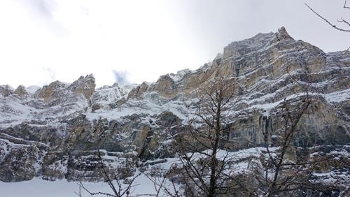 Impressive NE face of Mt Whymper