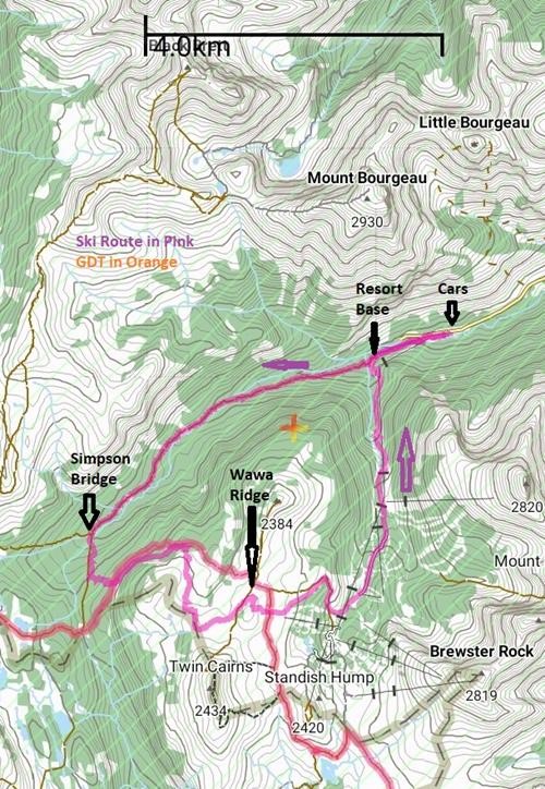Map of Wawa Circuit Ski Route taken 2021_01_29