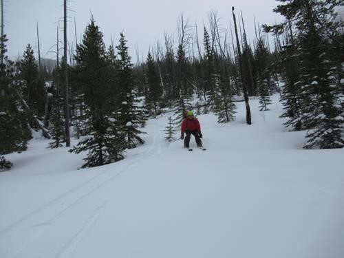 Kim she is tucking to build up speed