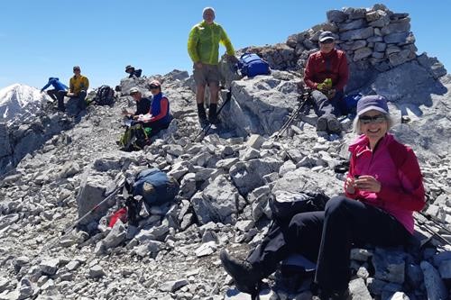Clifton, Brian, Cathy, Yoko, Kris, David and Sonja at the summit of South Baldy