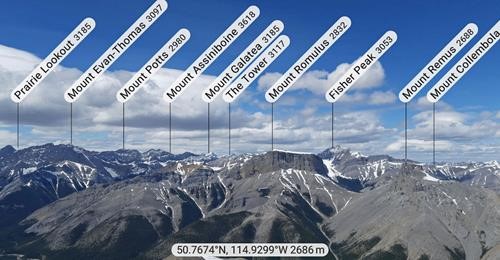 Peakfinder looking east from the sub peak of Mt Glasgow