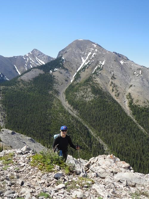 {1412 ma sau} ascends to South Baldy from Baldy Pass. Midnight Peak behind. 