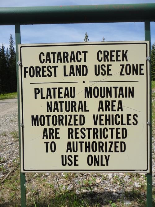 Sign at first gate on Plateau Mountain road at Wilkinson summit on road 940