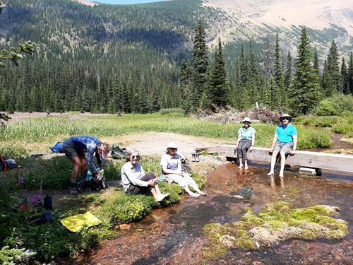 Cooling down in Rowe Creek.