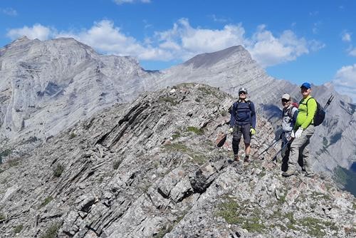 Just shy of the summit of Limestone Mtn (Mt Kidd south and main in bkg) 