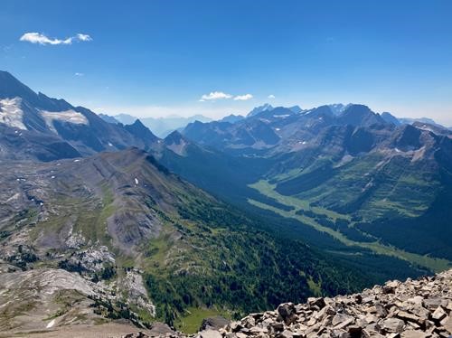 The upper Spray Valley and Burstall Ridge from Snow Peak
