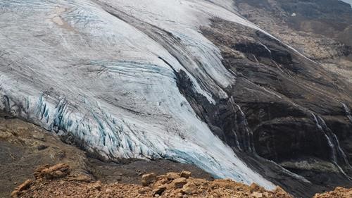 The impressive toe of Athabasca Glacier.