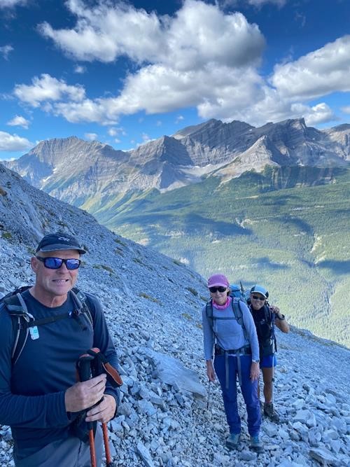 Ramblers with view of Fortress in the background 
