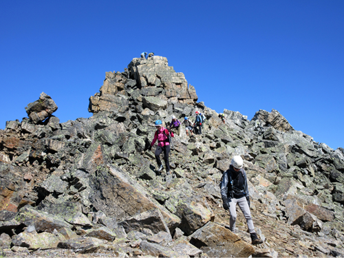 Starting the descent from Unity Peak
