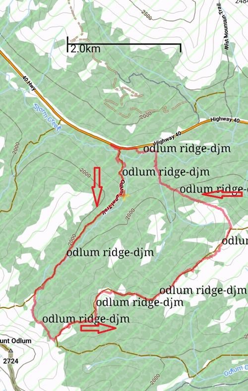 Odlum Ridge: Anti-clockwise route taken in September 2021