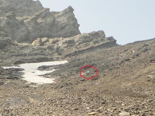 Mt. Rae ascent slopes. Avoid this snow patch completely: it was the scene of 2 serious accidents circa 2021