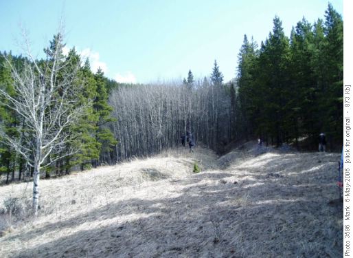 Grassy draw up to Hells Ridge