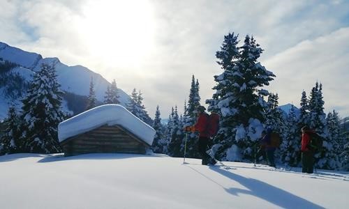 Halfway Hut under a heavy snow load.
