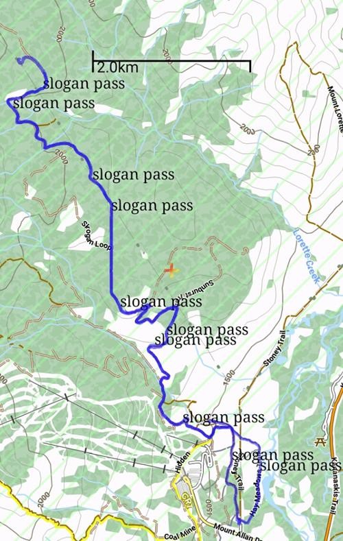 Map of trails taken from Troll Falls TH to Skogan Pass return (inc visit to Troll Falls)