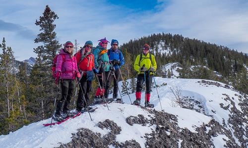 Colorful Ramblers on a ridge.