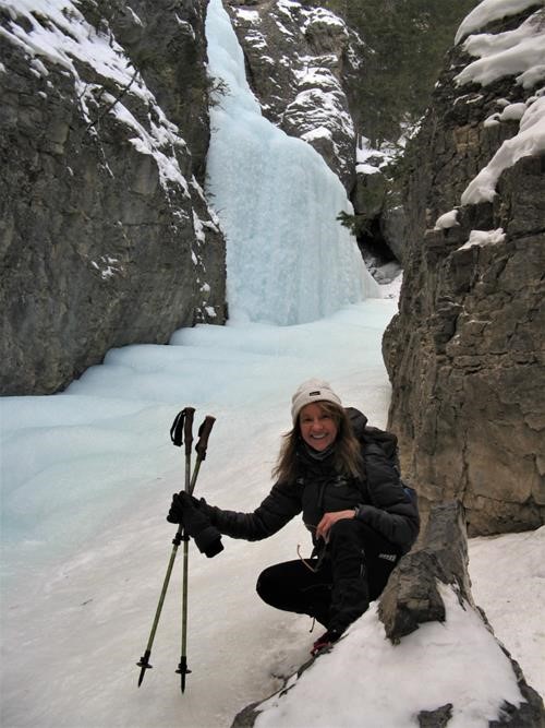 Cathy at the third waterfall