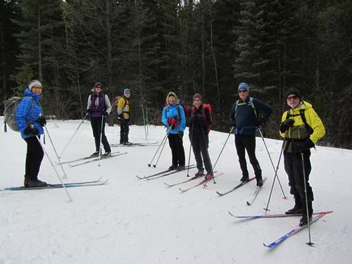 Hard core trackset skiers on Aspen