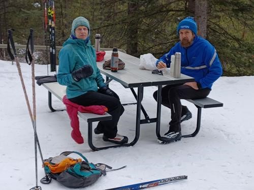Lunch on Wheeler Trail - Christine and guest David