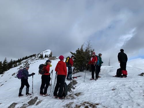 Most of the group; summit in background (photo by Cristina)